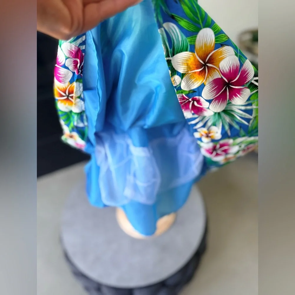 Bright Blue Tropical Floral Hawaii Girls' Dress